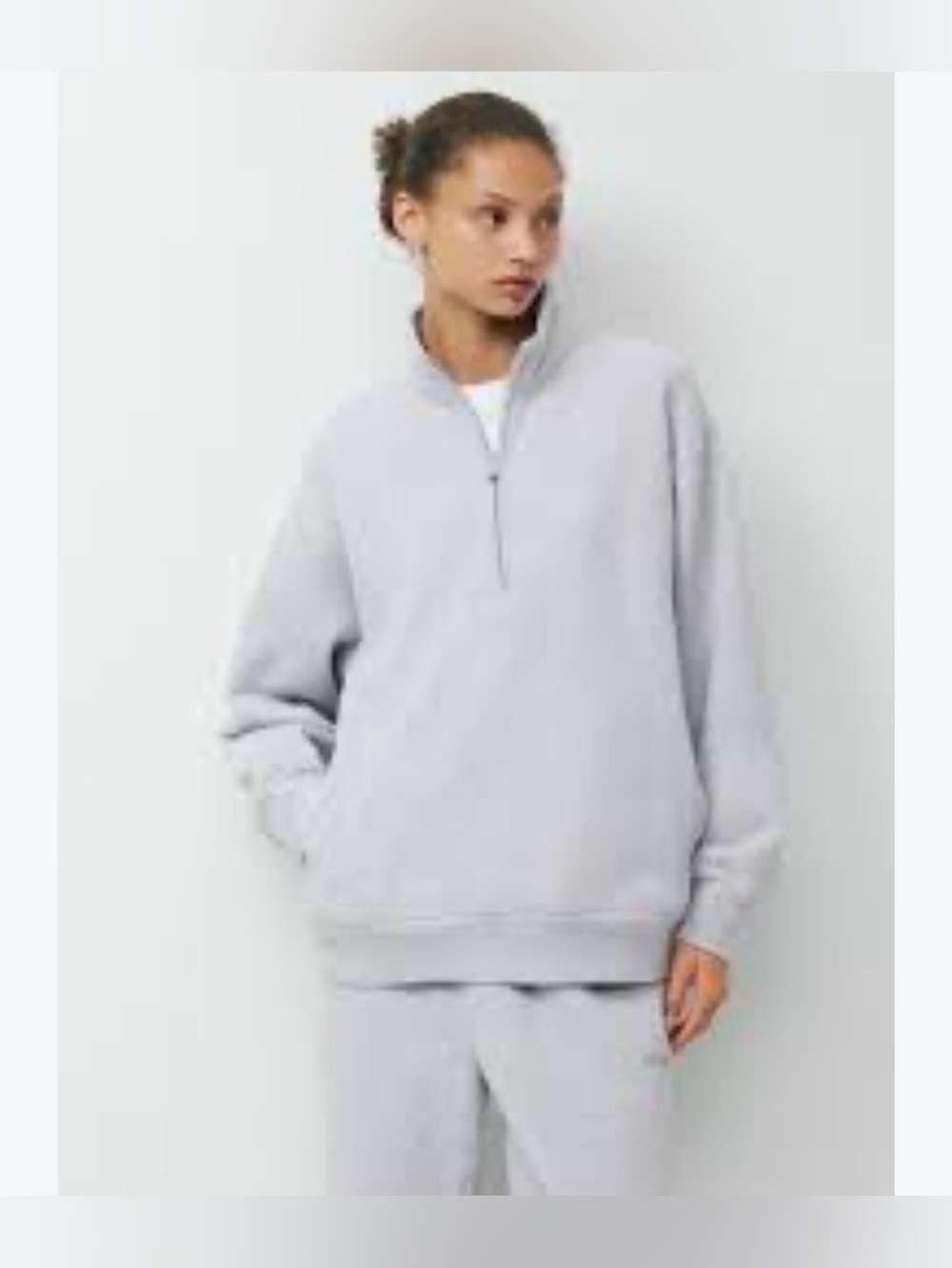 Aritzia Cozy Sweatfleece Boyfriend 1/2 Zip Women’s Gray Mock Neck Small